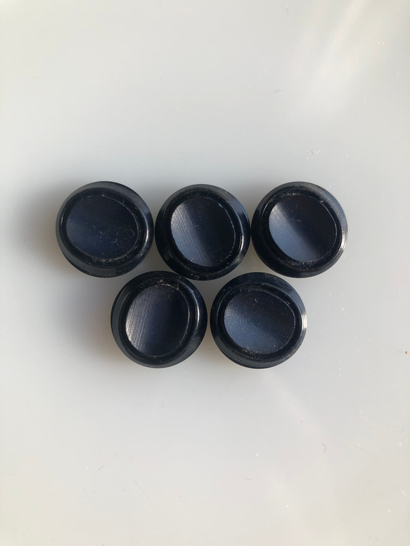 アンティーク ボタン 5個　ビンテージ 昭和 レトロ 個性的 ハンドメイド素材 日本製 ポップ アクセネイビー　青 4枚目の画像