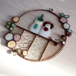 ステンドグラスのナチュラルな丸い雛飾り 6枚目の画像