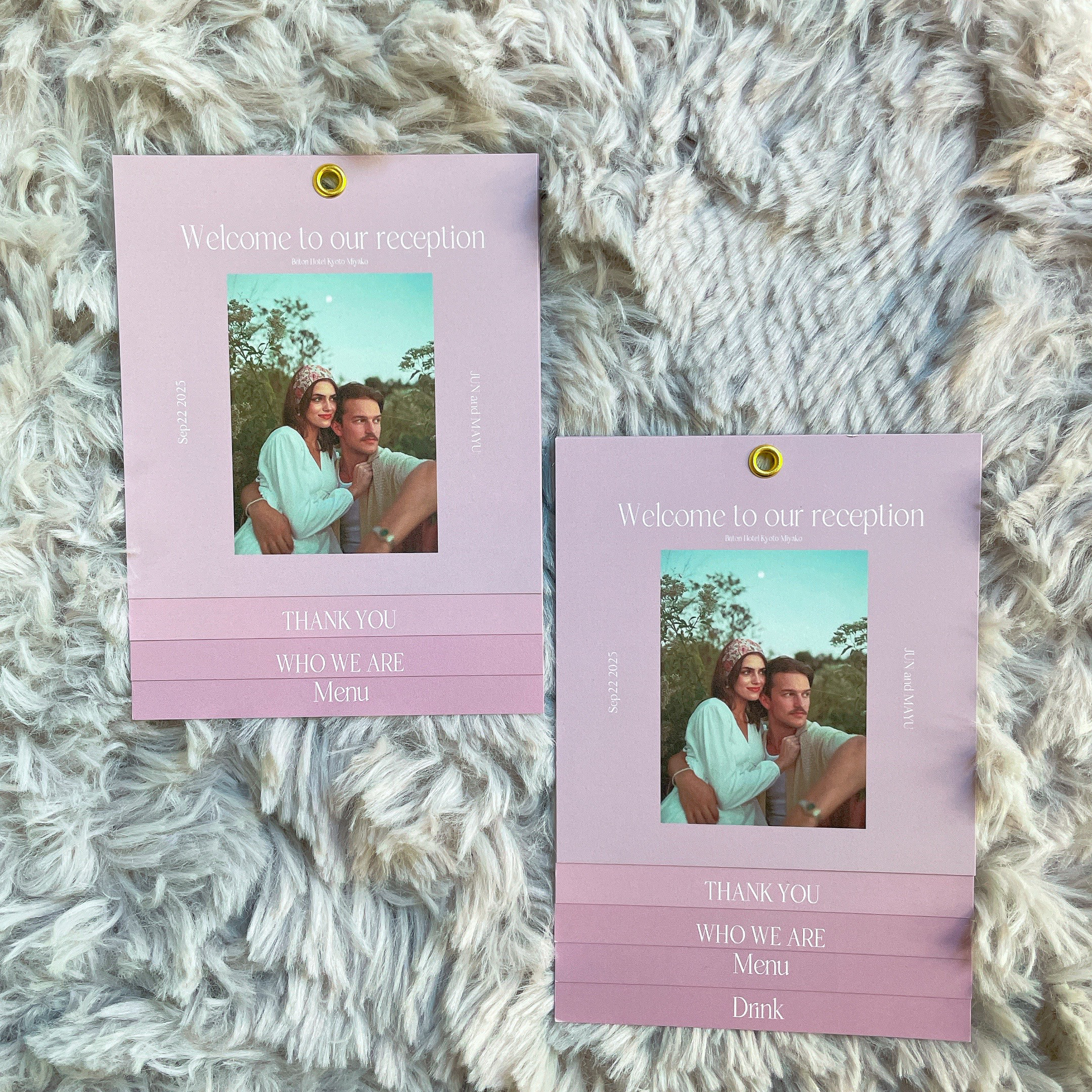 ■ジィール風■  結婚式プロフィールメニューカード／ハトメ加工　5set  席札設定可能