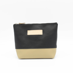 【1,400円OFF】本革マチありポーチ2点セット　バイカラー　ツートーン　メイクポーチ　化粧ポー　ガジェットポーチ 10枚目の画像