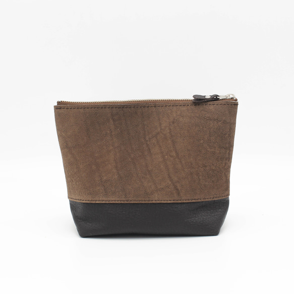 【1,400円OFF】本革マチありポーチ2点セット　バイカラー　ツートーン　メイクポーチ　化粧ポー　ガジェットポーチ 18枚目の画像