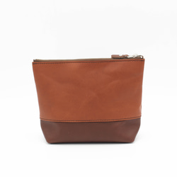 【1,400円OFF】本革マチありポーチ2点セット　バイカラー　ツートーン　メイクポーチ　化粧ポー　ガジェットポーチ 14枚目の画像