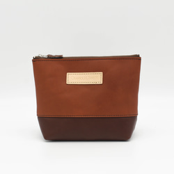 【1,400円OFF】本革マチありポーチ2点セット　バイカラー　ツートーン　メイクポーチ　化粧ポー　ガジェットポーチ 13枚目の画像