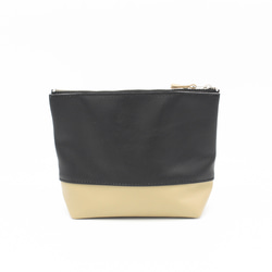 【1,400円OFF】本革マチありポーチ2点セット　バイカラー　ツートーン　メイクポーチ　化粧ポー　ガジェットポーチ 9枚目の画像