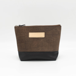 【1,400円OFF】本革マチありポーチ2点セット　バイカラー　ツートーン　メイクポーチ　化粧ポー　ガジェットポーチ 17枚目の画像