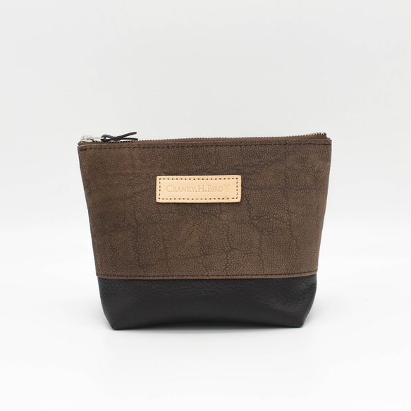 【1,400円OFF】本革マチありポーチ2点セット　バイカラー　ツートーン　メイクポーチ　化粧ポー　ガジェットポーチ 17枚目の画像