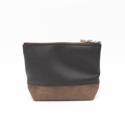 【1,400円OFF】本革マチありポーチ2点セット　バイカラー　ツートーン　メイクポーチ　化粧ポー　ガジェットポーチ 20枚目の画像