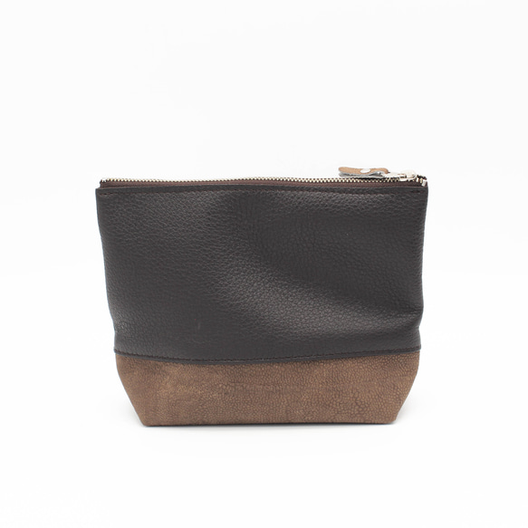 【1,400円OFF】本革マチありポーチ2点セット　バイカラー　ツートーン　メイクポーチ　化粧ポー　ガジェットポーチ 20枚目の画像