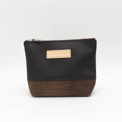 【1,400円OFF】本革マチありポーチ2点セット　バイカラー　ツートーン　メイクポーチ　化粧ポー　ガジェットポーチ 19枚目の画像