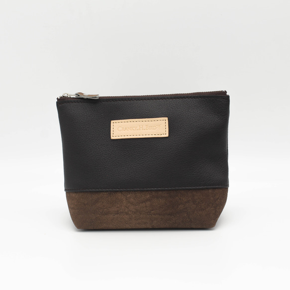 【1,400円OFF】本革マチありポーチ2点セット　バイカラー　ツートーン　メイクポーチ　化粧ポー　ガジェットポーチ 19枚目の画像