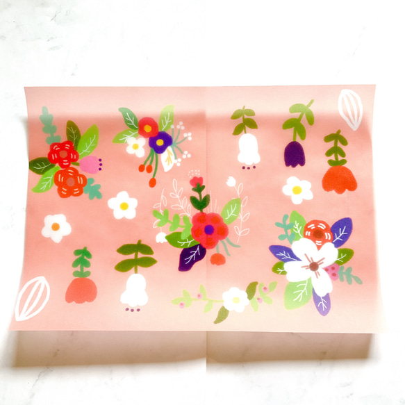 花柄　地模様　トレーシングペーパー　デザインペーパー　可愛い　キレイ　おしゃれ　花　自然　包装紙　梱包　手紙　 5枚目の画像