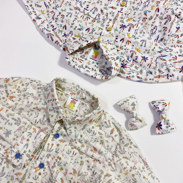 リバティシャツと蝶ネクタイのセット　120㎝   セオ（カラフル） 2枚目の画像