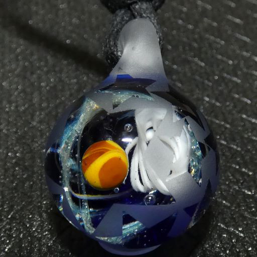 木星と渦巻き星雲（とんぼ玉、ガラス、ペンダント）