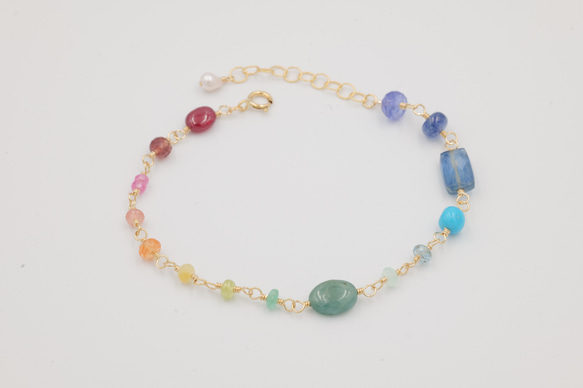 カラフルな天然石のブレスレット1 ブレスレット chicolo 通販 15356433