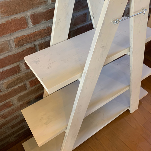 ｱﾝﾃｨｰｸ風木製脚立 3段ﾃﾞｨｽﾌﾟﾚｰﾗｯｸ ﾗｰﾀﾞｰｼｪﾙﾌ 店舗ディスプレイ ﾌﾟﾗﾝﾀｰ