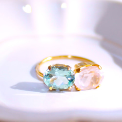 - skeleton stone - k18gp Topaz & Rose Quartz Ring 2枚目の画像