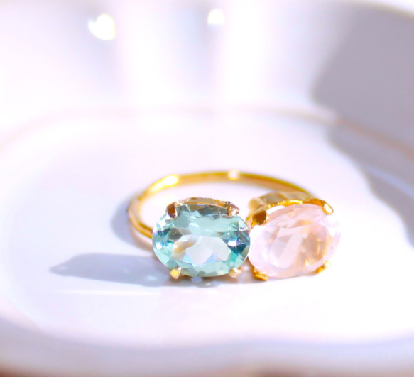 - skeleton stone - k18gp Topaz & Rose Quartz Ring 2枚目の画像