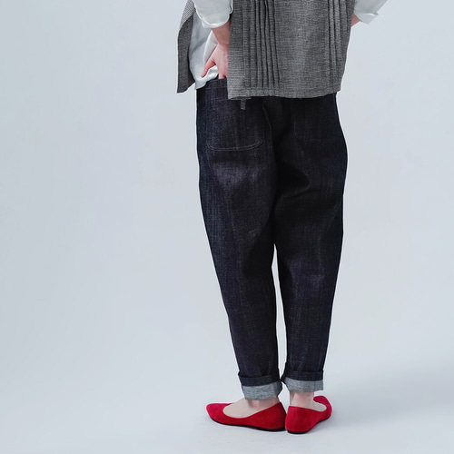 【美品】わたぬき服装/soco/ふわっと穿きやすいインディゴデニム/wafu soco】みんな大好き ふわっと穿きやすい デニムパンツ / ダーク