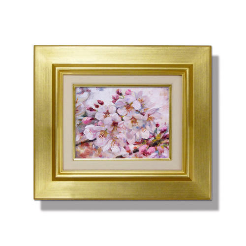 【1点もの】プルメリアの額縁付絵画 バリ島絵画 ブンゴセカン 鳥の絵 プルメリア W43×H53cm 花鳥風月