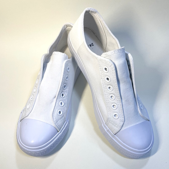 「Creema限定/特價商品/4,980日圓→3,980日圓」2色簡易懶人鞋（W白）22.5/23.0 第5張的照片