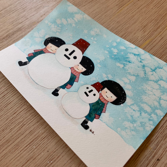 「雪の日」原画　送料無料 2枚目の画像