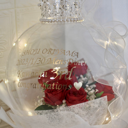 真紅の薔薇と清楚なかすみ草　王冠バルーンフラワー　イルミネーション 4枚目の画像