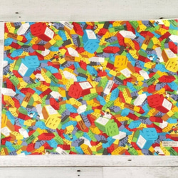 30×40 カラフルブロック柄のランチョンマット、ナフキン、ランチマット【入園・入学】給食、男の子 2枚目の画像