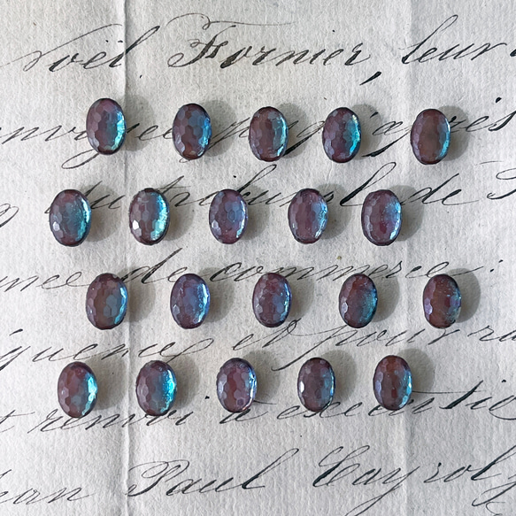 Sew on Glass Oval 約10mm×7mm [SPH-020-3]＊1個＊Vintage＊ 2枚目の画像