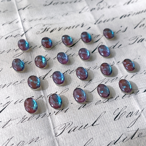 Sew on Glass Oval 約10mm×7mm [SPH-020-3]＊1個＊Vintage＊ 3枚目の画像