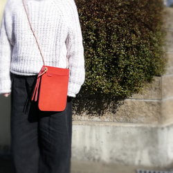 mini✘2 shoulder bag　チャイニーズレッド　オイルレザー 17枚目の画像