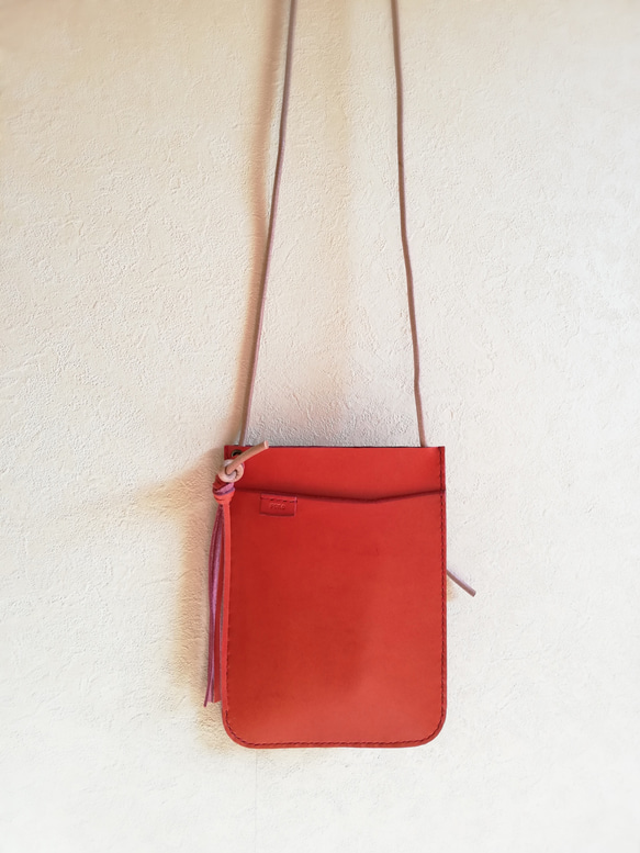 mini✘2 shoulder bag　チャイニーズレッド　オイルレザー 2枚目の画像