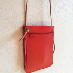 mini✘2 shoulder bag　チャイニーズレッド　オイルレザー 3枚目の画像