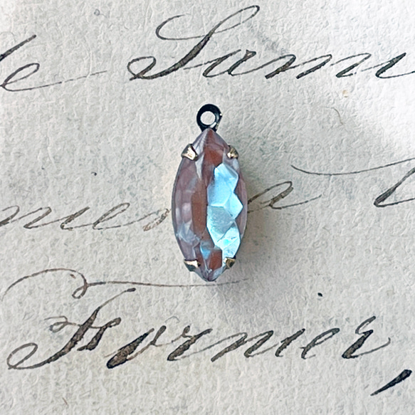 Glass Pendant Navette 約17mm×7mm [SPH-113]＊1個＊Vintage＊ 2枚目の画像