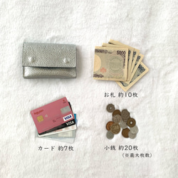 「色が選べる♡」バイカラーミニ財布 カードケースとしても イタリアンレザー シルバー 17枚目の画像