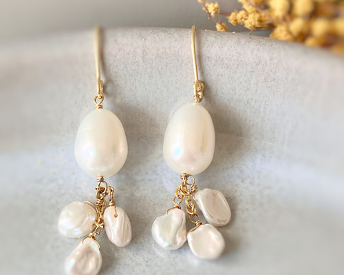 天然　大粒淡水　バロックパールピアス　新品同等品 大粒淡水バロックパールピアス | Grandma's Pearl
