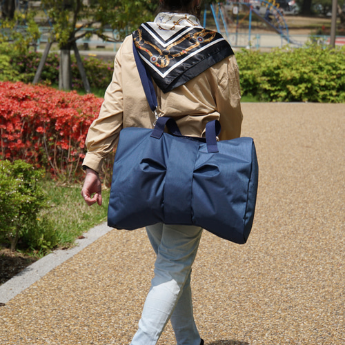 ⭐︎SALE⭐︎ナイロンのリボンボストンバッグ【ネイビー】 ボストン