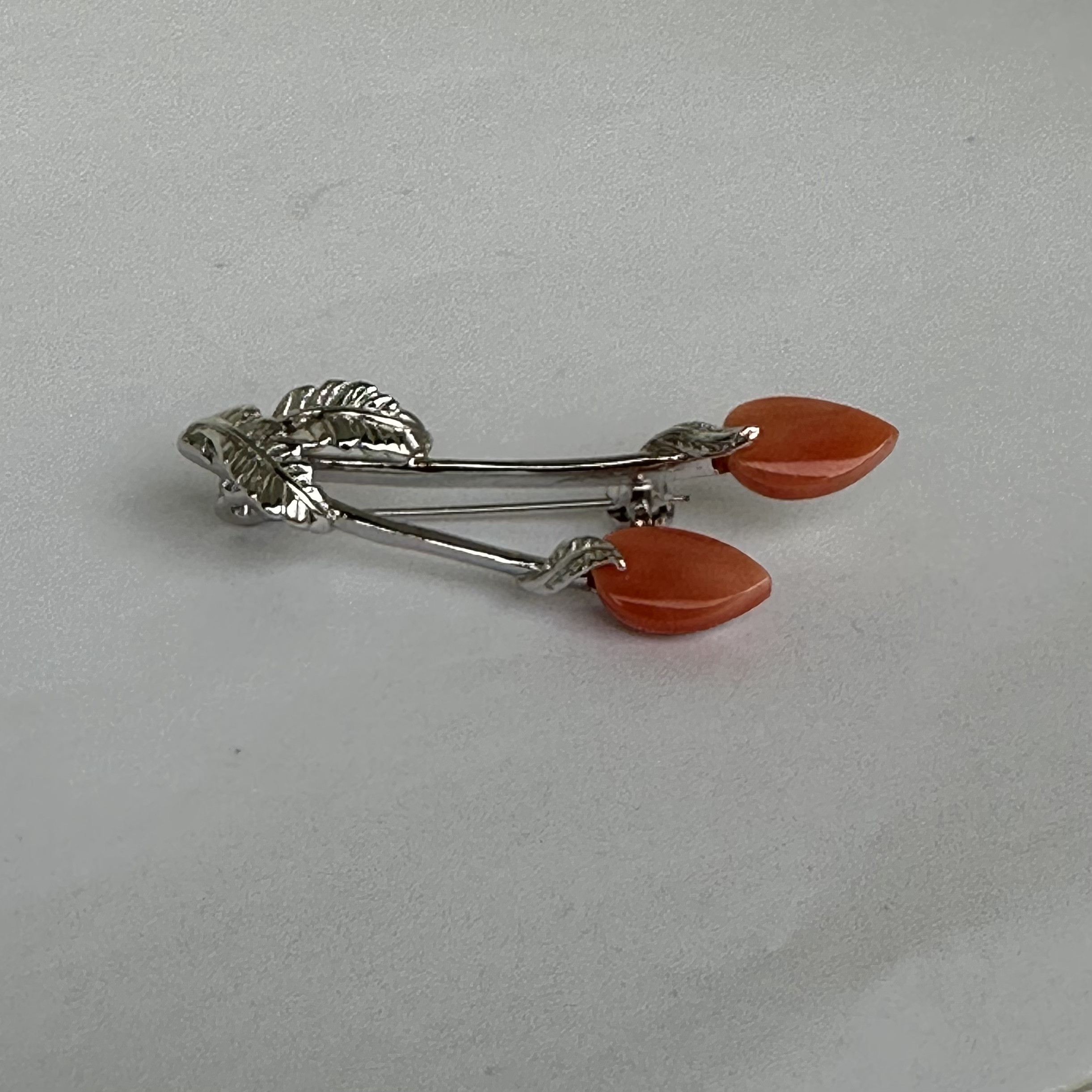 ボタニカルデザイン　珊瑚ブローチ　R50129Y3