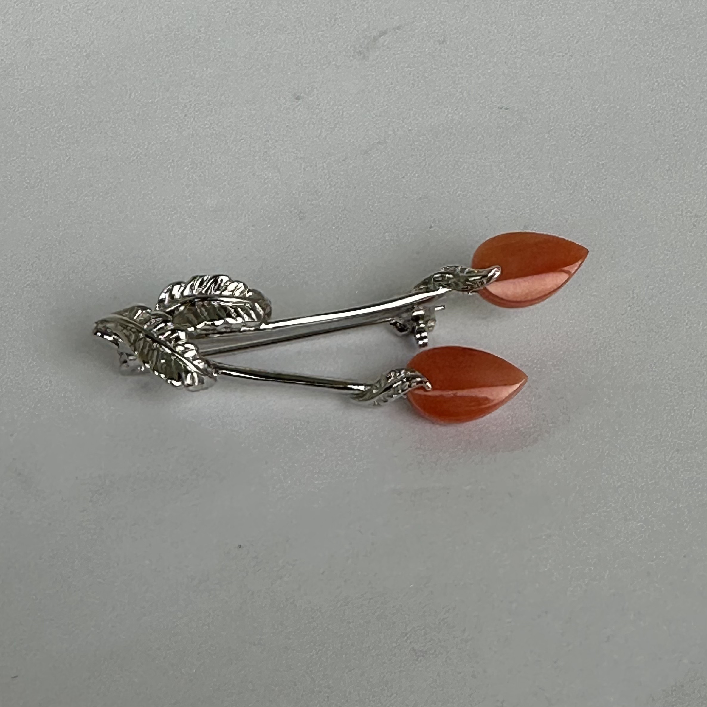 ボタニカルデザイン　珊瑚ブローチ　R50129Y3