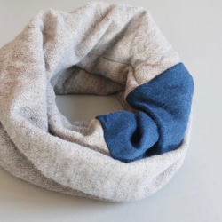 linen wool snood   natural×blue 1枚目の画像