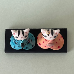 猫のお雛様(豆雛)キジトラ猫　ひな人形 2枚目の画像