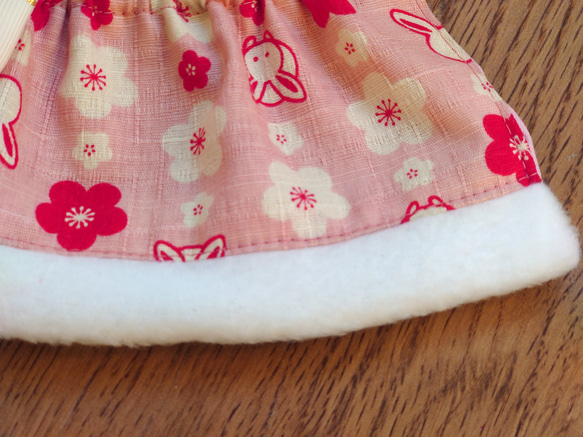 猫服ケープ　和風うさぎ（ピンク） 6枚目の画像