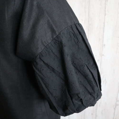 黒レース&フラワーモチーフチュニックワンピース【3(9号