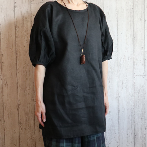 M～6L 選べる4サイズ】黒リネンチュニック 甘めぷっくり黒