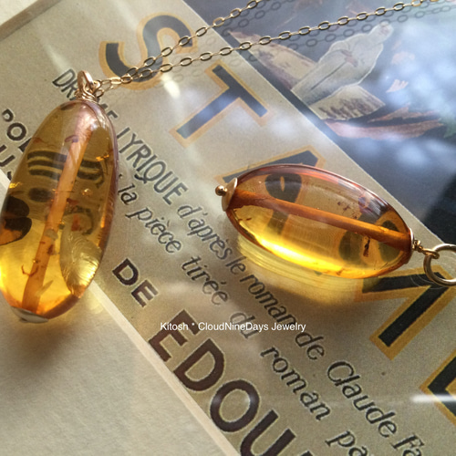 太古の記憶蜂蜜色アンバー バルト海大粒の天然透明琥珀 20mm〜25mm M/L