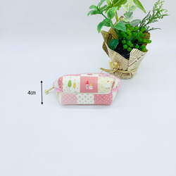 ミニポーチ☆スーちゃんのパッチワーク（ピンク）小銭入れ　イヤフォンケース 3枚目の画像
