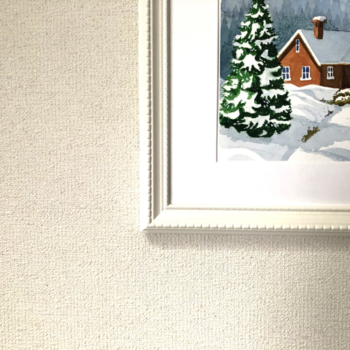 雪景色 」透明水彩画 原画 風景画 額縁付 A4サイズ 絵画 Oni