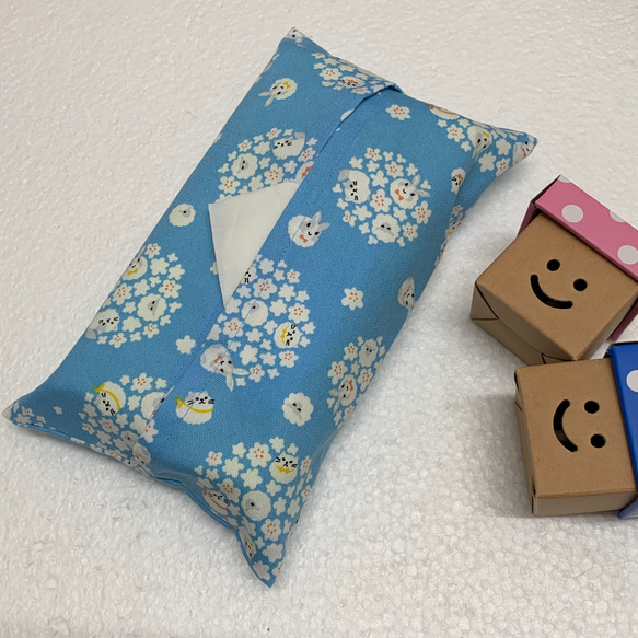 エコティッシュカバー☆マスクストッカー☆アニマル♪サークルフラワー☆3カラー 6枚目の画像