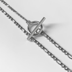 【eve】chain necklace 　マンテルネックレス　フィガロ　チェーン　3mm シルバー 2枚目の画像