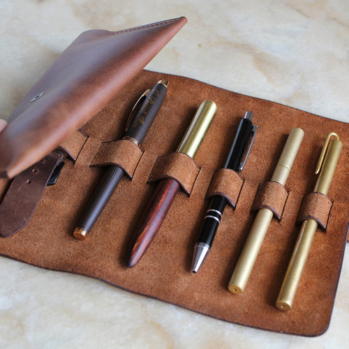 ロールアップ レザー ペン / ツール ケース ペンケース Roarcraft JP