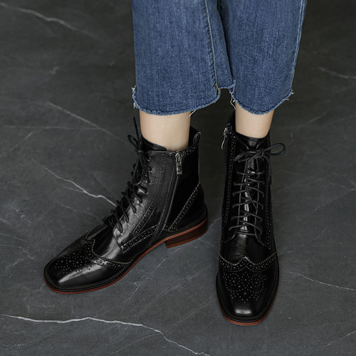 オックスフォード レディースアップ 本革 リアルレザー ブラック 黒